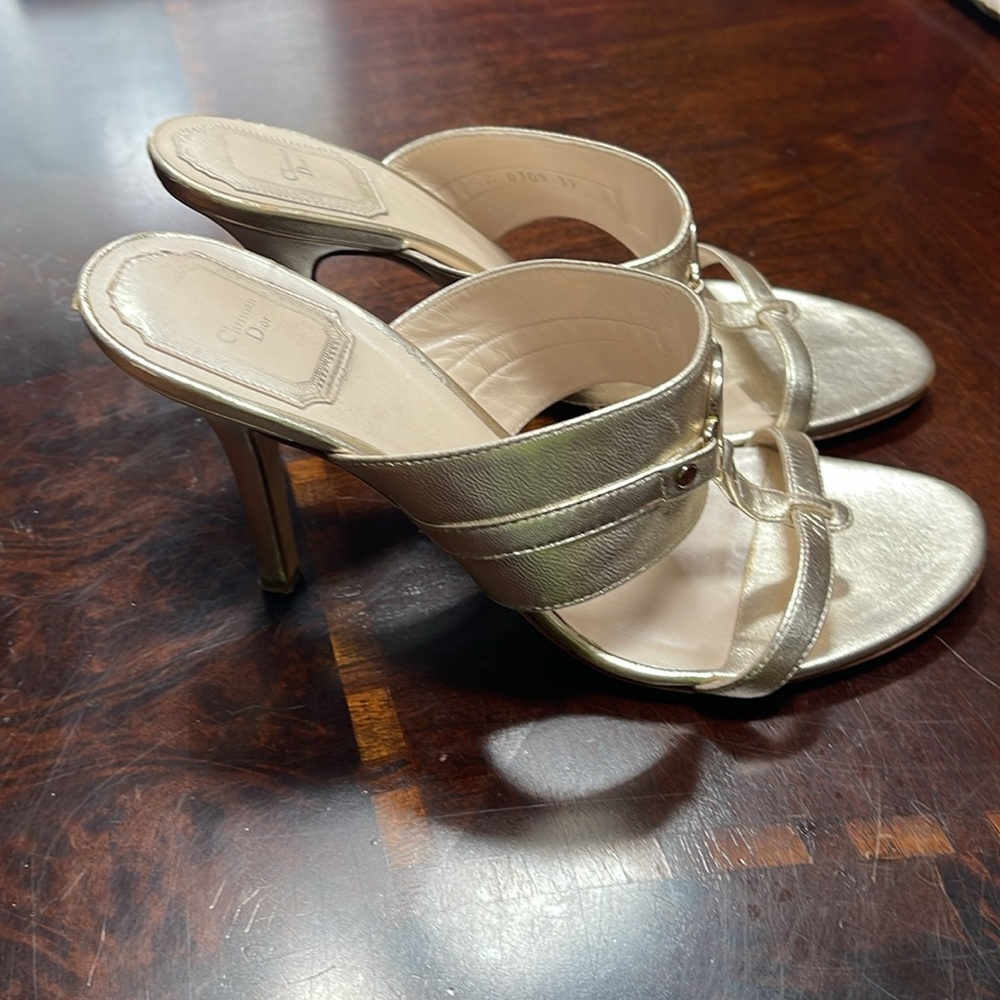 Dior Gold Heeled Sandals with Embellished Straps - Picture 8 of 8